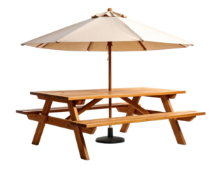 Beach chair and umbrella isolated on transparent background.