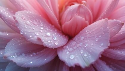Fototapeta premium Close-up of flower petals with dewdrops in pastel tones