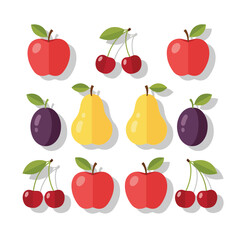 Assortment of Fruits with Shadows