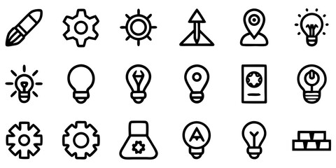 Collection of simple outline icons representing ideas and business concepts