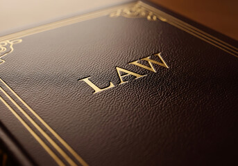 Brown Leather Law Book Gold Lettering Detail image