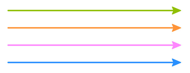 Set of long colorful straight vector arrows icons