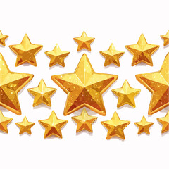 Obraz premium Pixel sparkling golden stars seamless border. 90s 8 bit game style glitter graphic element for branding, packaging, prints.