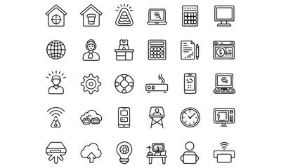 Essential Digital Nomad Icons for Remote Work, Travel and Productivity Design Projects

