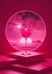 Pink Wine Glass Cosmic Cloudscape Scene goblet drink