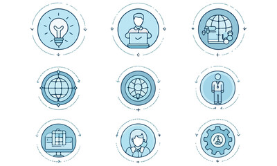 Fototapeta premium Essential Digital Nomad Icons for Remote Work, Travel and Productivity Design Projects