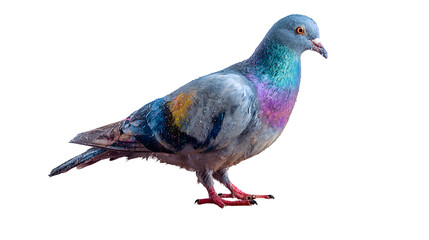 Pigeon on Colorful Spattered Wooden Surface in the Rain isolated on transparent white background --ar 16:9 --raw