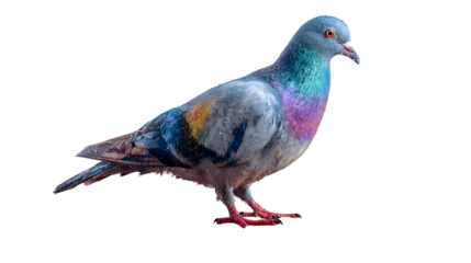 Pigeon on Colorful Spattered Wooden Surface in the Rain isolated on transparent white background --ar 16:9 --raw
