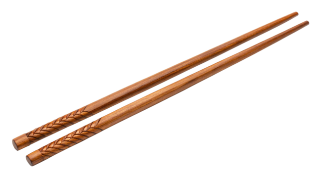 Wooden chopsticks isolated on transparent background, traditional asian eating utensils, perfect for enjoying oriental cuisine and adding cultural flair