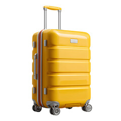 3d yellow suitcase isolated on transparent