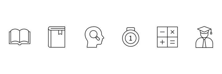 Education icon set. Education and Learning line icon set. High quality vector icons for learning, teaching, and education related concepts. Editable stroke. Vector illustration.