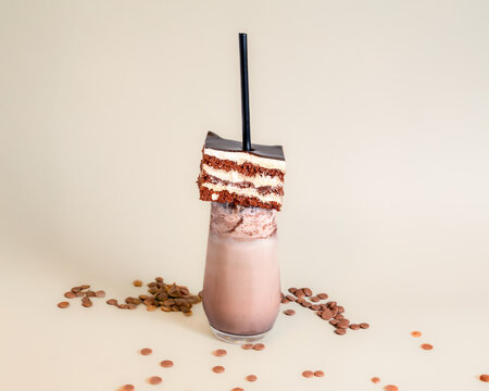 Assortment of Delicious Frappes and Milkshakes on Plain Background