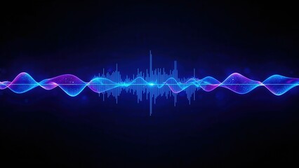 Fondo abstracto de tecnología con ondas de luz digitales en tonos azules y púrpuras, representando el flujo de datos, la inteligencia artificial y la conexión de red.