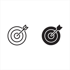 Target Icon Set &ndash; Bullseye and Dart Aim Symbols in Outline and Solid Styles