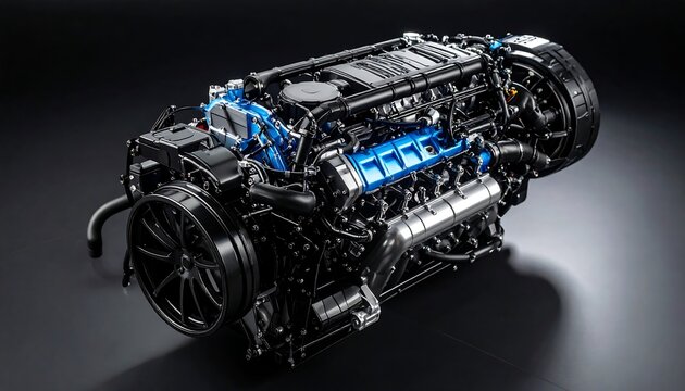 Powerful marine engine close-up