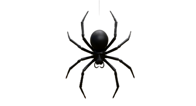 Black Spider in Focus: Eerie and Realistic Detail on White