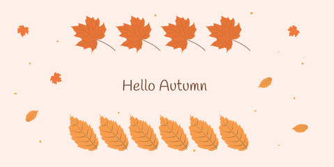 Autumn banner with leaves. Vector illustration