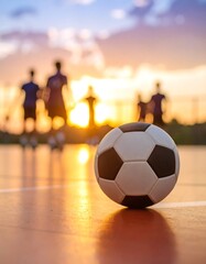 Soccer ball at sunset