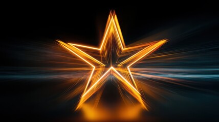 Radiant Yellow Star with Energy Burst &ndash; Glowing Abstract Light on Dark Background