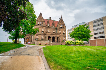 Fototapeta premium Milwaukee, WI - July 29, 2024: Beautiful Pabst Mansion in Milwaukee, former home of brewing magnate Captain Frederick Pabst