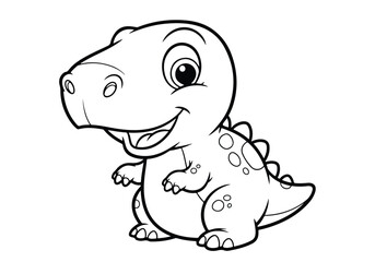 Fototapeta premium Adorable baby tyrannosaurus rex dinosaur drawing, isolated on white background printable illustration coloring page for kids