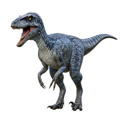 Fototapeta premium Angry raptor dinosaur roaring, dangerous predator, transparent background image