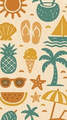 Obraz premium Tropical summer vibes illustration.
