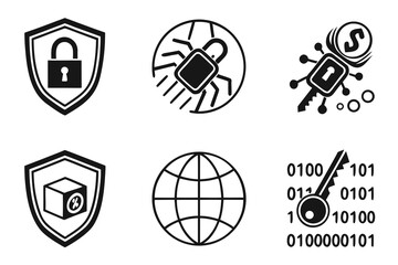 Fototapeta premium Cybersecurity and Digital Security Icons Collection.