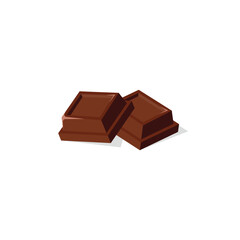 Delicious dark chocolate bar squares vector. Two realistic chocolate pieces vector. Sweet dessert, cocoa treat, and candy snack