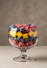 Frozen Berries and Mango in Glass Bowl