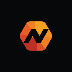 Hexagon Letter N Logo Design Vector Template