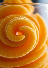 Close-Up of Spiral Orange Candy in Glass