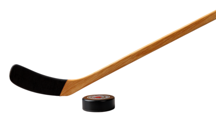 Hockey Stick with Puck on Isolated Background for Sports Concept