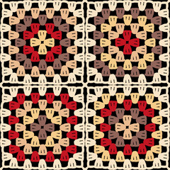 Pattern with crochet granny square wallpaper handmade decorative art design print   © Elena K