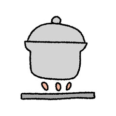 귀여운 냄비 만화 라인 아트 일러스트