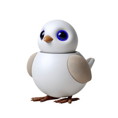 Cute Modern Bird Figurine with Large Eyes and Soft Colors