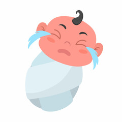 vector illustration of a crying baby boy on a white background