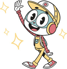 Friendly Robot Character Waving Hello