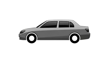 Obraz premium Illustration of a gray sedan car with black tires and windows on a white background side view