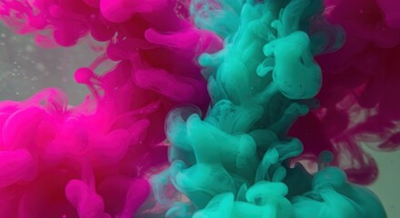 Two opposing abstract forces, represented by contrasting colors, merging into a harmonious blend, fluid motion