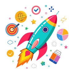 Naklejka premium Creative Startup Launch Concept