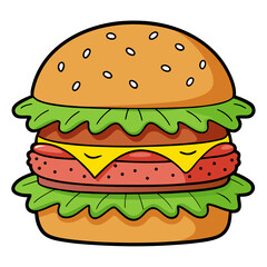 Delicious Burger in Cute Style