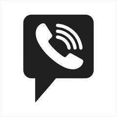 Phone call icon with speech bubble, communication symbol, telephone handset vector for contact and support