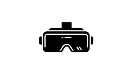Obraz premium A black and white icon illustration of a virtual reality headset on a plain white background