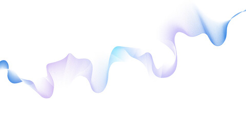 Dynamic sound wave isolated on white background. Musical particle pulsing. Blue energy flow concept. 3D rendering.