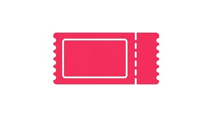 A single pink ticket with perforated edges and a rectangular space on a white background