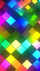 Vibrant, geometric pattern of glowing squares