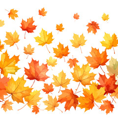 Obraz premium A cascade of stylized autumn maple leaves in vibrant shades of orange, yellow, and red, with detailed veins.