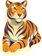 Calm Tiger Laying Flat Eyes Open.