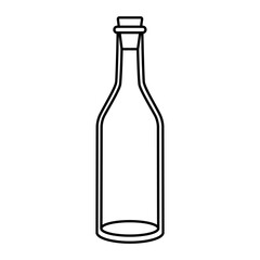 Hand drawn clear bottle with cork stopper on vector illustration isolated on white background. background realistic vector mockup. Liquid product packaging mock-up